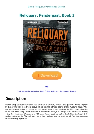Books Reliquary Pendergast  Book 2