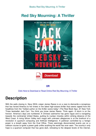 Books Red Sky Mourning A Thriller