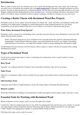 “Creating a Rustic Charm with Reclaimed Wood Box Projects”