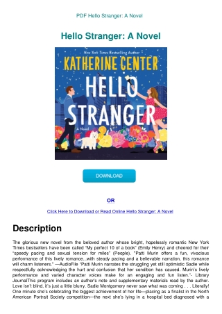 PDF Hello Stranger A Novel