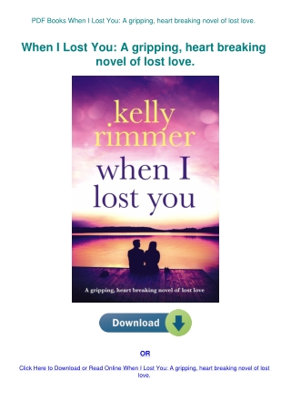 PDF Books When I Lost You A gripping  heart breaking novel of lost love.
