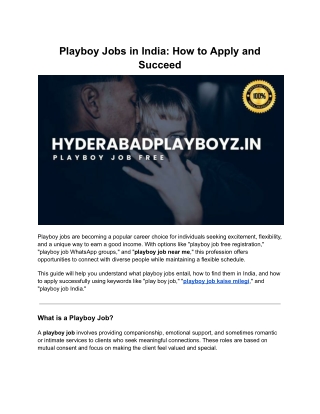 Playboy Jobs in India: How to Apply and Succeed