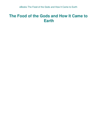 eBooks The Food of the Gods and How It Came to Earth