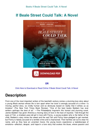 Books If Beale Street Could Talk A Novel