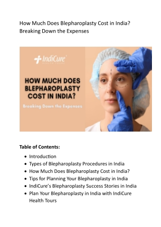 How much does Blepharoplasty Cost in India ?