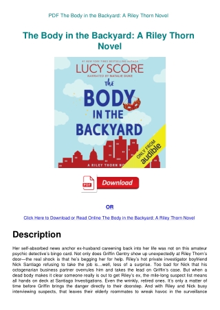 PDF The Body in the Backyard A Riley Thorn Novel