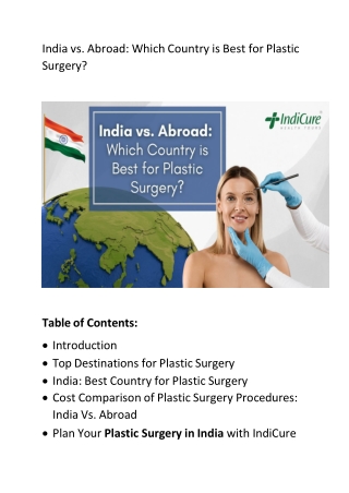 India vs. Abroad - Which Country is Best for Plastic Surgery