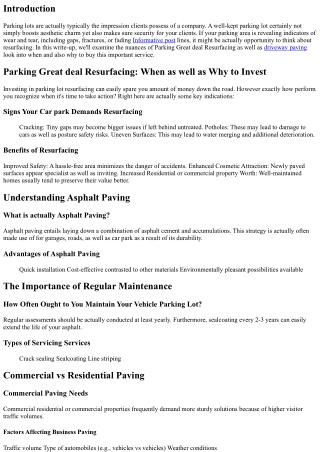 Stationing Lot Resurfacing: When as well as Why to Spend