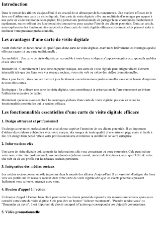Les fonctionnalités essentielles d'une carte de visite digitale efficace