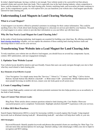 Transforming Your Website into a Lead Magnet for Land Clearing Jobs