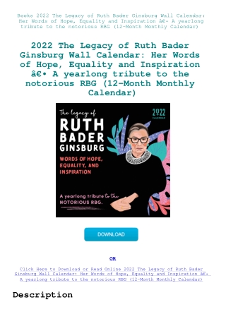 Books 2022 The Legacy of Ruth Bader Ginsburg Wall Calendar Her Words of Hope  Equality and Inspirati