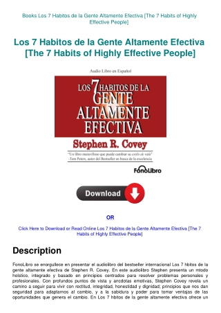 Books Los 7 Habitos de la Gente Altamente Efectiva [The 7 Habits of Highly Effective People]