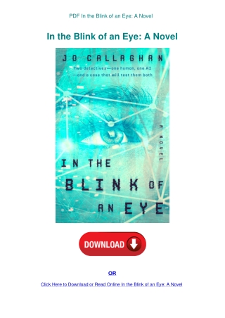 PDF In the Blink of an Eye A Novel