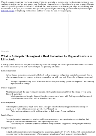 What to Expect Throughout a Roofing Assessment by Local Roofers in Little Rock