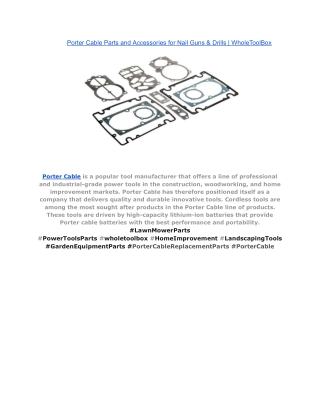 Porter Cable Parts and Accessories for Nail Guns & Drills _ WholeToolBox