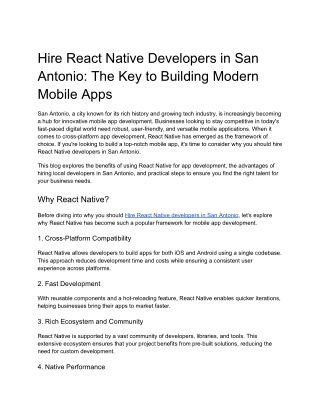 Hire React Native Developers in San Antonio