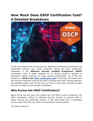 How Much Does OSCP Certification Cost