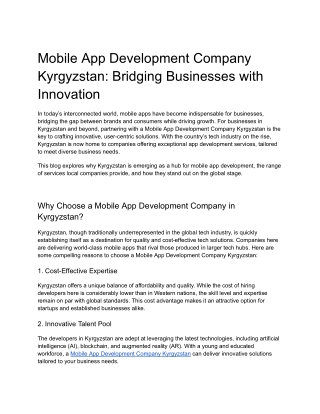 Mobile App Development Company In Kyrgyzstan