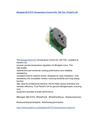 Blodgett BL57372 Temperature Control Kit, 350 Tdc _ PartsFe UK