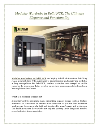 Modular Wardrobe in Delhi NCR: The Ultimate Elegance and Functionality