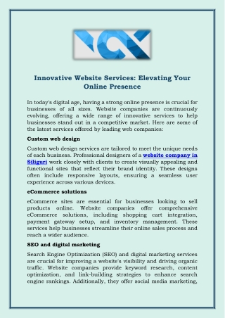 Innovative Website Services - Elevating Your Online Presence