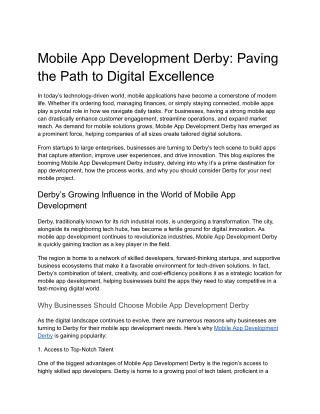 Mobile App Development In Derby