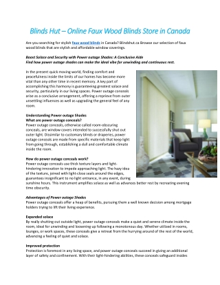 Blinds Hut – Online Faux Wood Blinds Store in Canada