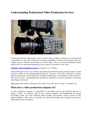 Apex Video Productions - Your Go-To for Professional Video Production in Charlot