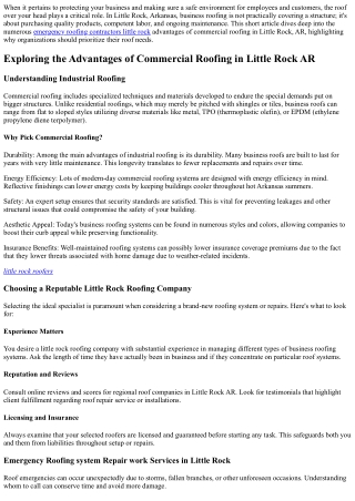 Exploring the Benefits of Commercial Roofing in Little Rock AR