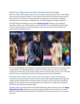 World Cup: Miguel Herrera Warns of Generational Changes