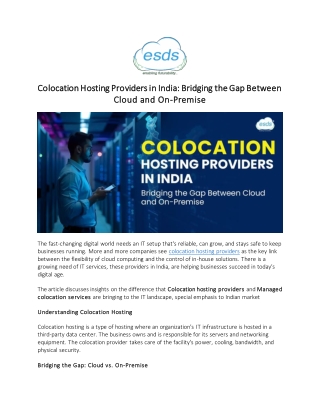 ESDS - Colocation Hosting Providers in India