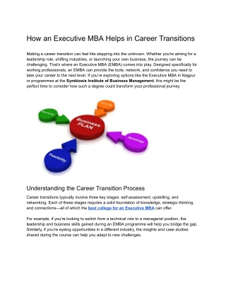 How an Executive MBA Helps in Career Transitions