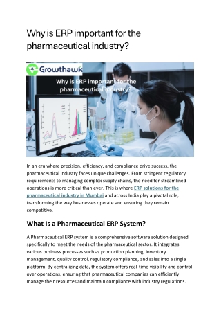 Why is ERP important for the pharmaceutical industry (2)