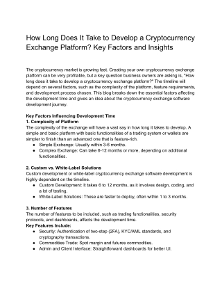 How Long Does It Take to Develop a Cryptocurrency Exchange Platform