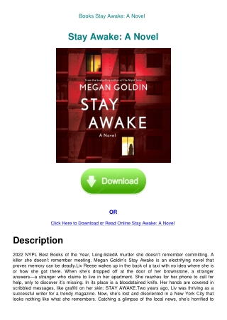 Books Stay Awake A Novel
