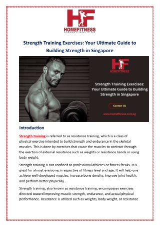Strength Training Exercises: Your Ultimate Guide to Building Strength in Singapo