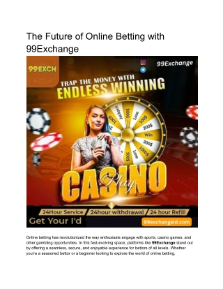The Future of Online Betting with 99Exchange
