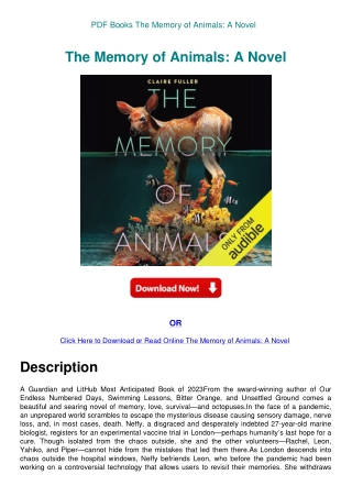 PDF Books The Memory of Animals A Novel