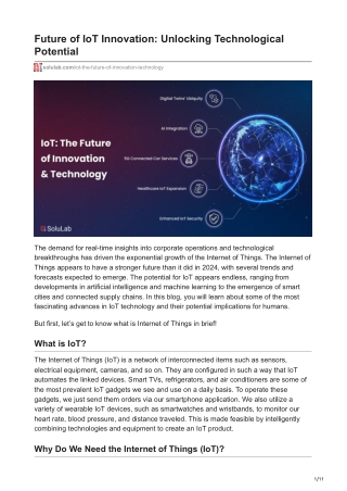 Future of IoT Innovation Unlocking Technological Potential
