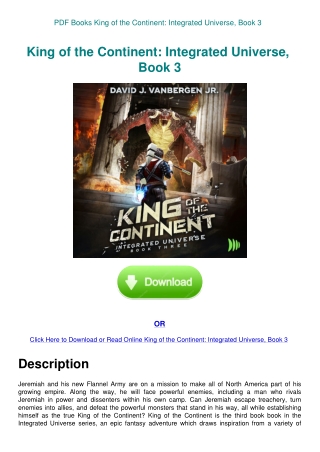 PDF Books King of the Continent Integrated Universe  Book 3