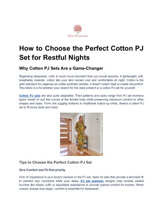 How to Choose the Perfect Cotton PJ Set for Restful Nights