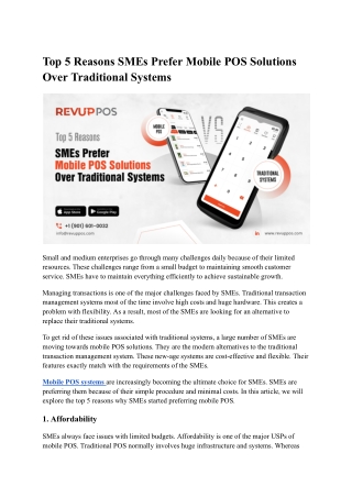 Top 5 Reasons SMEs Prefer Mobile POS Solutions Over Traditional Systems