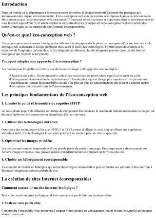 Les principes de l'éco-conception web expliqués
