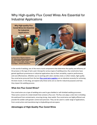 Why High-quality Flux Cored Wires Are Essential for Industrial Applications