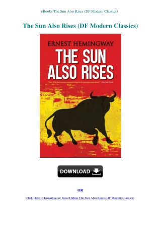 eBooks The Sun Also Rises (DF Modern Classics)