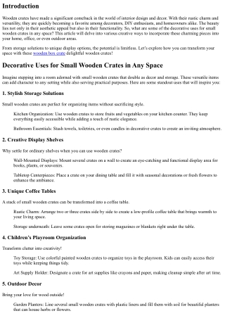 “Decorative Uses for Small Wooden Crates in Any Space”