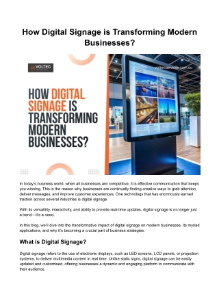 How Digital Signage is Transforming Modern Businesses?