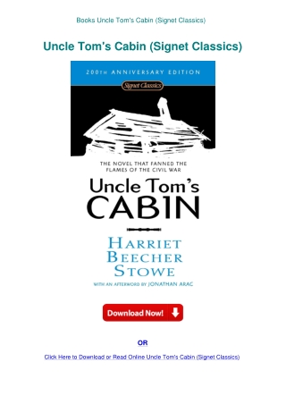 Books Uncle Tom's Cabin (Signet Classics)