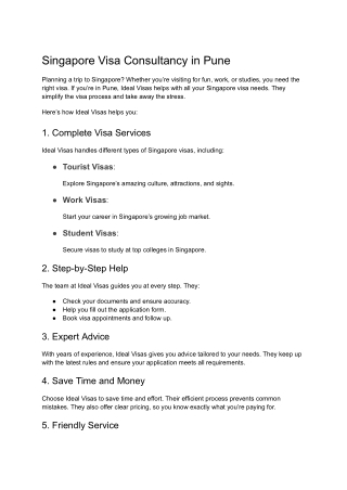 Best Singapore Visa Services in Pune