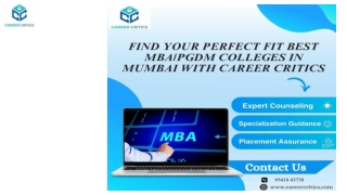 Find Your Perfect Fit Best MBA PGDM Colleges in Mumbai with Career Critics